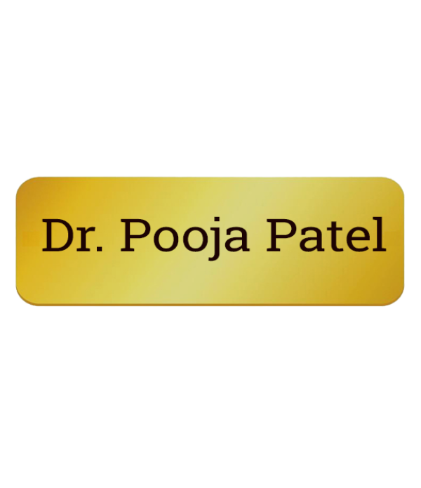 Company Logo / Name Gold Colour Pin Metal Tag Badges – Personalized Identification | Name Plate for Suits,Shirt T-Shirt use in Business, School,office, hotel,restaurant, Size-7.00 Centimeters (Width)+2.50 centimeter (Height)