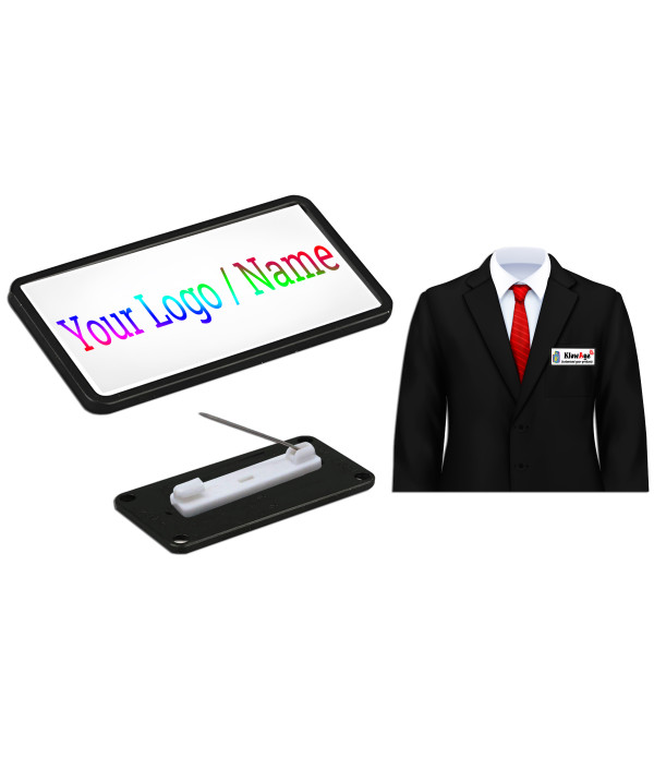 Company Logo / Name Colour Tag Badges – Personalized Identification | Name Plate for Suits,Shirt T-Shirt use in Business, School,office, hotel,restaurant (W 3.1 Inch x H 1.5 Inches)