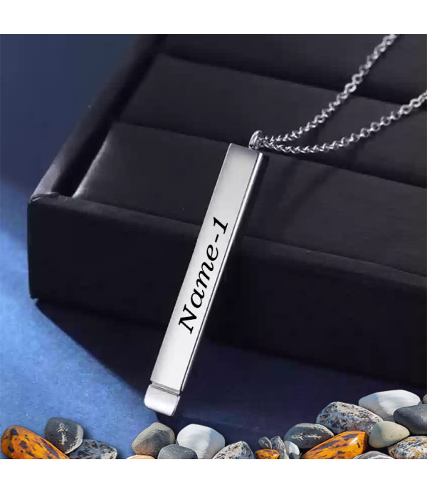 KlowAge Jewellery 3D Cuboid Vertical secret Bar Locket Pendant Necklace Engraving Name on Pendal Customize Personalized etc to Birthday,Annivarsary,Valentineday,Friendship day