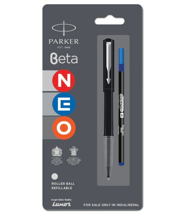 PARKER BETA NEO (Black) ROLLER BALL PEN WITH STAINLESS STEEL & Gift Bag