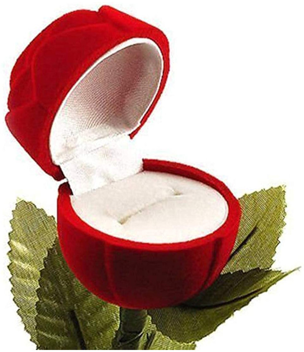 Klowage-Velvet Red Rose Jewellery Ring Box without Ring (Red)