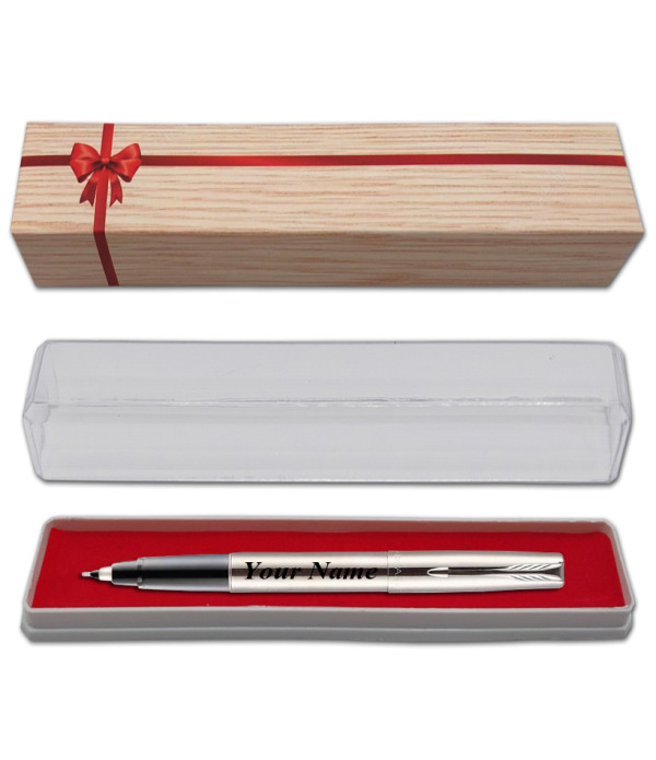 Parker Personalized Frontier Stainless Steel CT Roller Pen with Name on Pen with Gift Bag Customized For Men and Women | Teachers | Weddings | Corporate | Employee Gifting