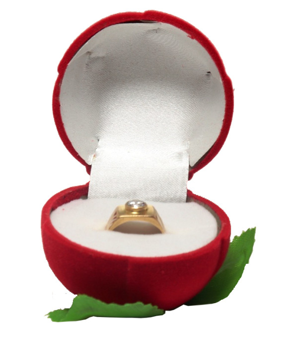 Velvet Red Rose Jewellery Ring Box (Gift, Engagement) Single Box Without Ring