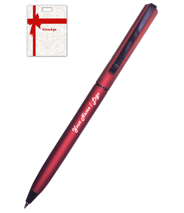 A Engraved Your Name On Pen Personalized Pen KlowAge Saint Maroon Slim Ball Pen With Gift Bag Customized For Men And Women | Doctor Birthday| Weddings | Corporate | Employee Gifting