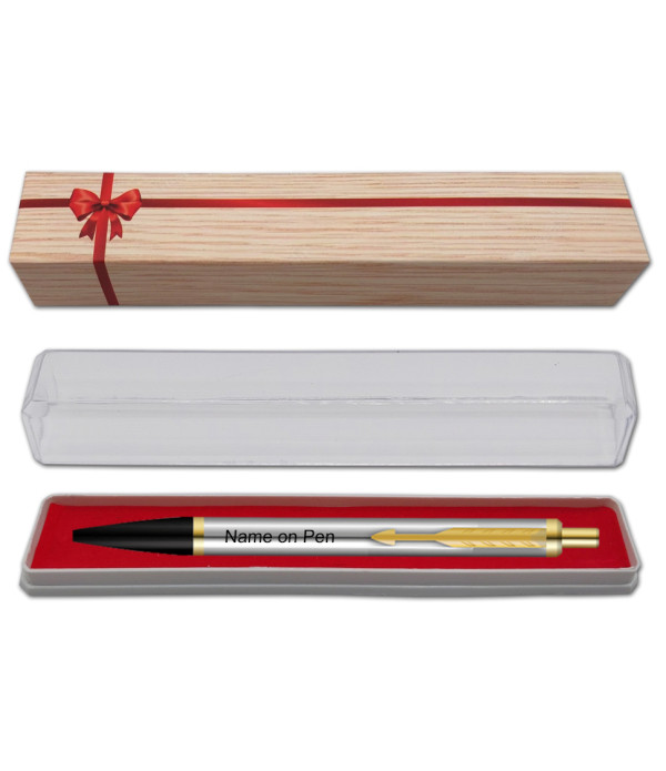 Parker Personalized Latitude Shiny Gold Trim Ball Pen With Name on Pen with Gift Bag Customized For Men and Women | Teachers | Weddings | Corporate | Employee Gifting