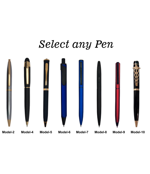 A Gift Set Engraved Your Name/Logo on Pen Personalized Pen Saint Matte Black Doctor Ball Pen With Card Holder with name/logo| 1 Pen + 1 Card Holder| Ink Color - Blue | Perfect For Employees | Unique Gifts For Entrepreneurs