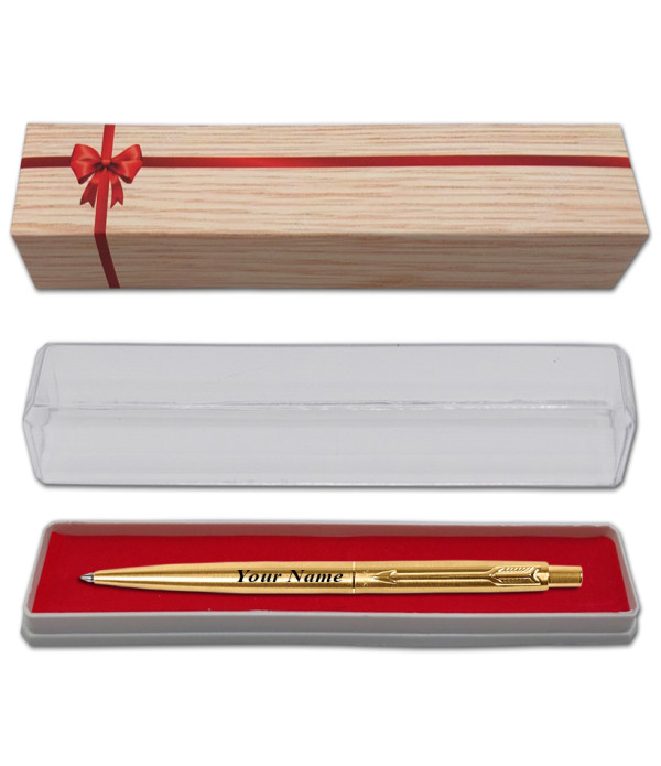 Parker Personalized CLASSIC GOLD BALL PEN WITH GOLD TRIM Name on Pen with Gift Bag Customized For Men and Women | Teachers | Weddings | Corporate | Employee Gifting