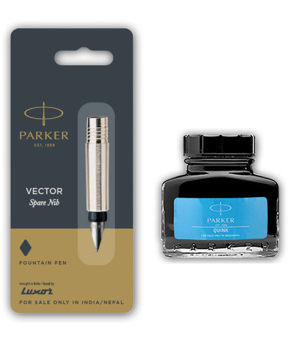 Parker Vector Nib with Blue Ink Bottle