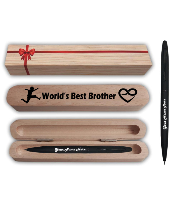 Saint Black Ball Pen with World's Best Brother Gift Box and Bag .Excellent Gift | Brother day Best Gift | Premium Pen |Name on Pen