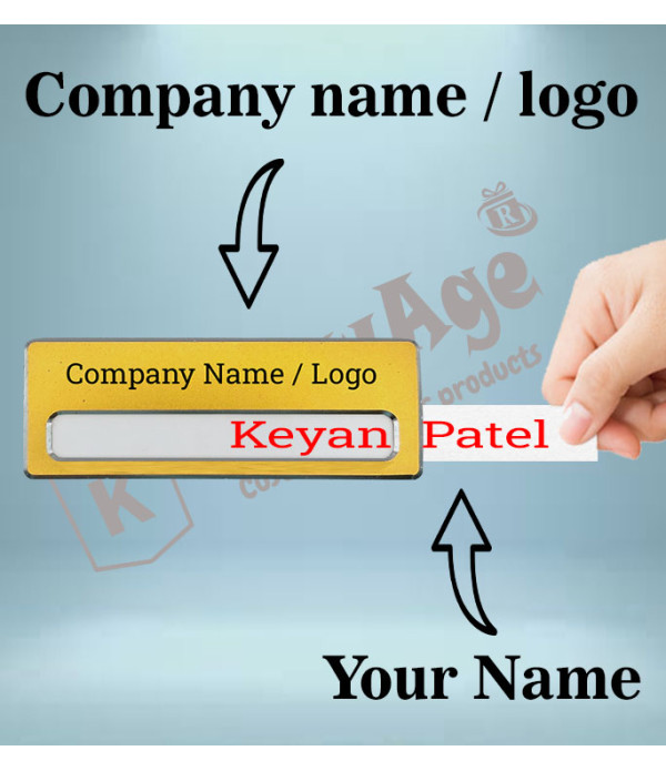 Gold colour Metal Custom Engraved Flexible(Change Name) Name Tag Badges,Name Plate – Personalized Identification | Name Plate