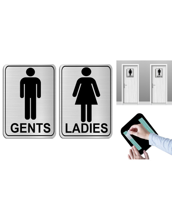 KlowAge Gents Ladies Toilet Self-Adhesive Golden Black High Grade Acrylic Sign Board for Business Shop Stores Cafes Shops Hospital School Office Hotel Restaurant Company Malls Bank Home