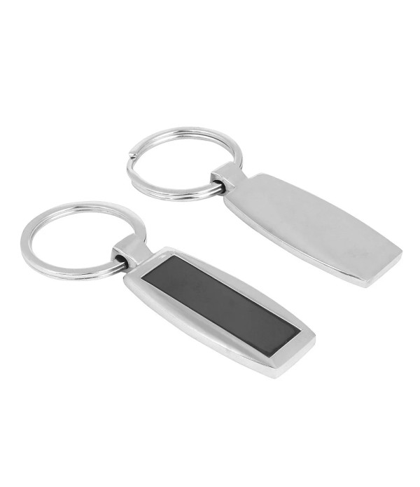 Personalized Metal Keychain with Custom Name Engraving, Silver and Black Colour