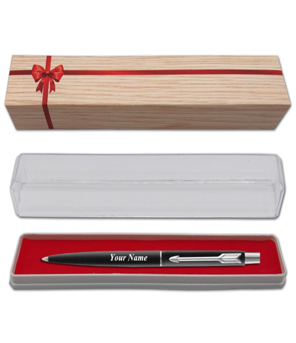 Parker Personalized Classic Matte Black Chrome Trim  Ball Pen Name on Pen with Gift Bag Customized For Men and Women | Teachers | Weddings | Corporate | Employee Gifting