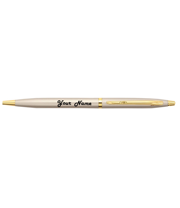 Cello Personalized Name on Pen Signature Creme Ivory Ball Pen with Gift Bag Customized For Men and Women | Teachers | Weddings | Corporate | Employee Gifting