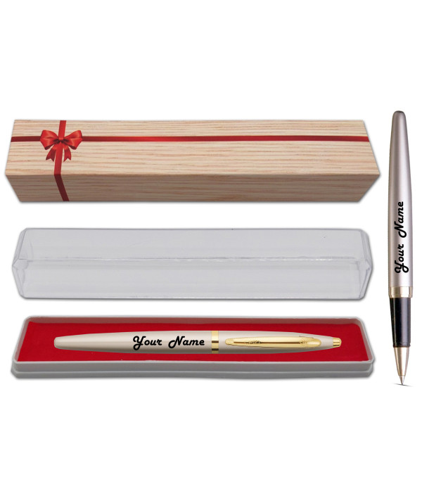 Cello Personalized Name on Pen Signature Creme Ivory Roller Pen with Gift Bag Customized For Men and Women | Teachers | Weddings | Corporate | Employee Gifting