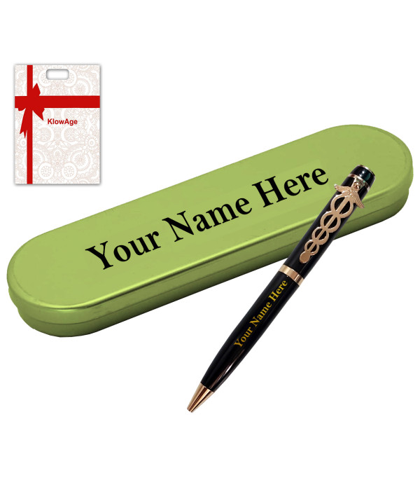 KlowAge Personalised Saint Matte Black Doctor Ball Pen With NameLogo On Metal Box And Name On Pen Engraved | Customised Pen | Personalized Pen