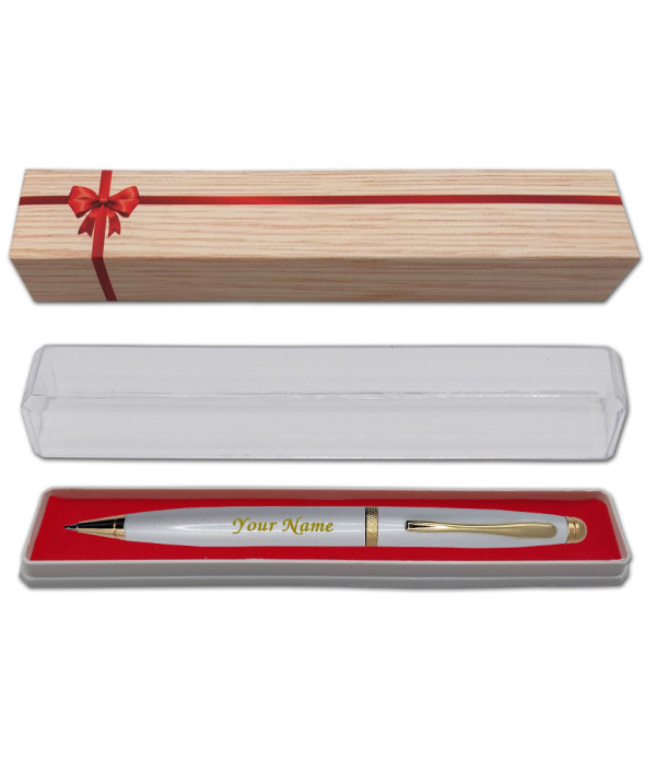 A Engraved Your Name on Pen Personalized Pen Saint White Ball Pen with Gift Bag Customized For Men and Women | Lover | Weddings | Corporate | Employee Gifting | valentine day