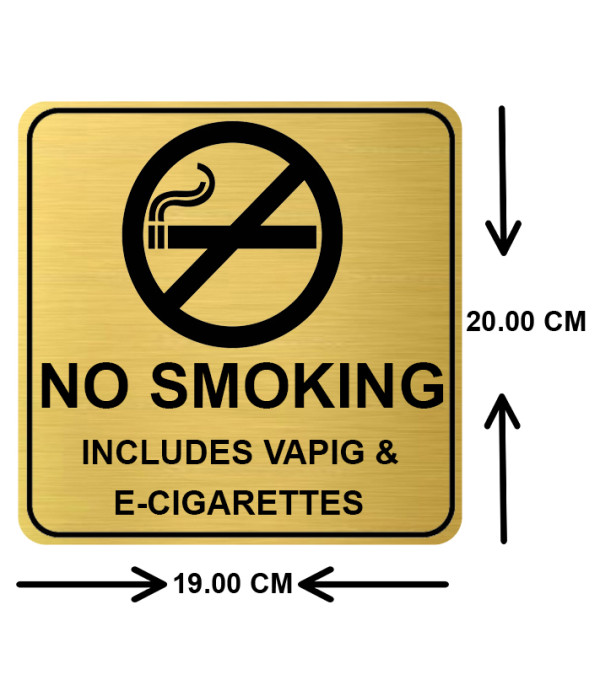 KlowAge No Smoking Self-Adhesive Golden Black High Grade Acrylic Sign Board for Business Shop Stores Cafes Shops Hospital School Office Hotel Restaurant Company Malls Bank Home