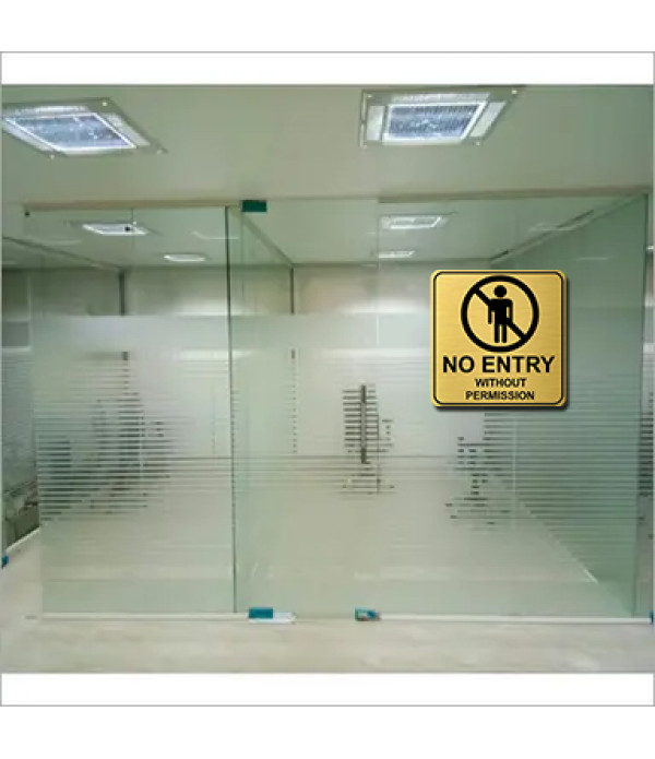 KlowAge No Entry Self-Adhesive Golden Black High Grade Acrylic Sign Board for Business Shop Stores Cafes Shops Hospital School Office Hotel Restaurant Company Malls Bank Home