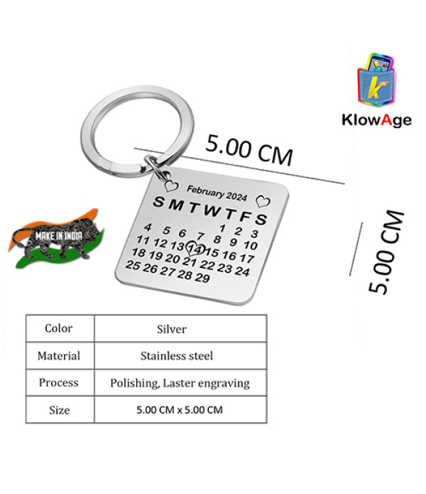 Klowage Calendar Personalised Custom Date Keychain For Bags, Wallets and Luggage,Gift,Car,Bick,Cycle