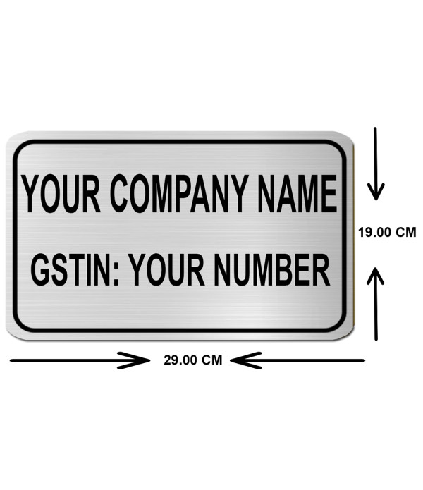 KlowAge Personalized/Customised GST Number Plate Self-Adhesive Silver Black High Grade Acrylic Sign Board for Business Shop Stores Cafes Shops Hospital School Office Hotel Restaurant Company Malls Bank Home