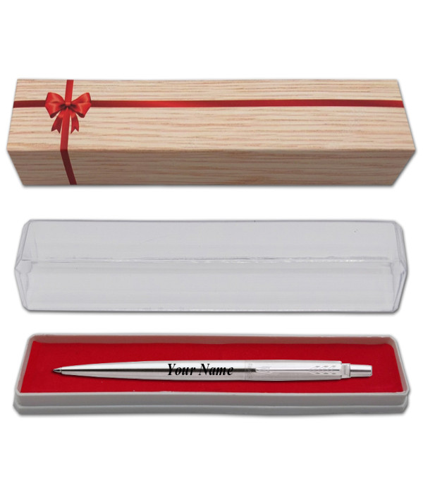 Parker Personalized  Jotter CT Stainless Steel CT Ball Pen Name on Pen with Gift Bag Customized For Men and Women | Teachers | Weddings | Corporate | Employee Gifting