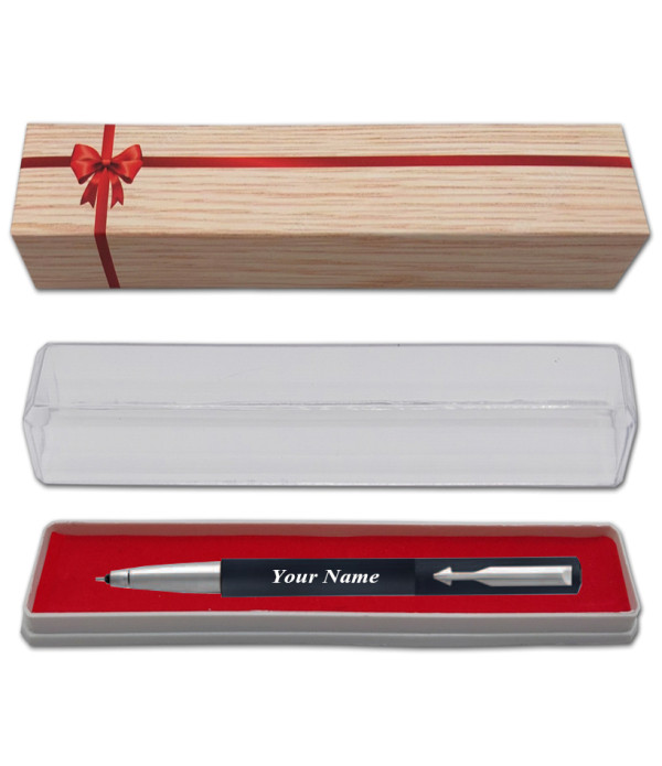 Parker Personalized Vector Matte Black CT Roller Pen with Name on Pen with Gift Bag Customized For Men and Women | Teachers | Weddings | Corporate | Employee Gifting