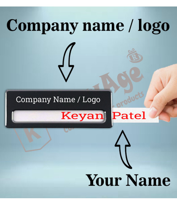 Black Colour Metal Custom Engraved Flexible(Change Name) Magnet Name Tag Badges,Name Plate – Personalized Identification | Name Plate