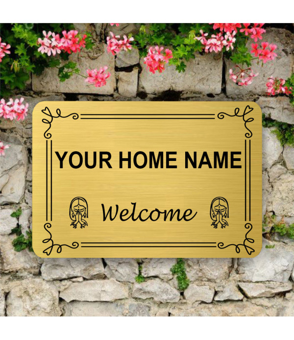 KlowAge Personalized/Customised Home Name Plate Self-Adhesive Golden Black High Grade Acrylic Sign Board for Business Shop Stores Cafes Shops Hospital School Office Hotel Restaurant Company Malls Bank Home