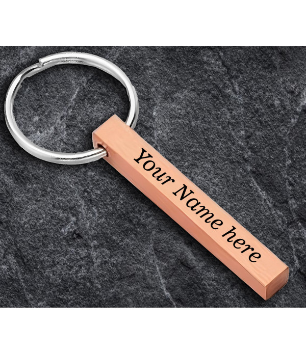 Personalised Metal Rose Gold Bar Keychai...