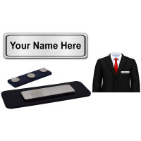 Custom Engraved Magnetic Name Tag Badges– Personalized Identification 3 Inch x 1 Inches with Silver High Grade Acrylic | Name Plate for Suits,Shirt T-Shirt use in Business, School,office, hotel,restaurant