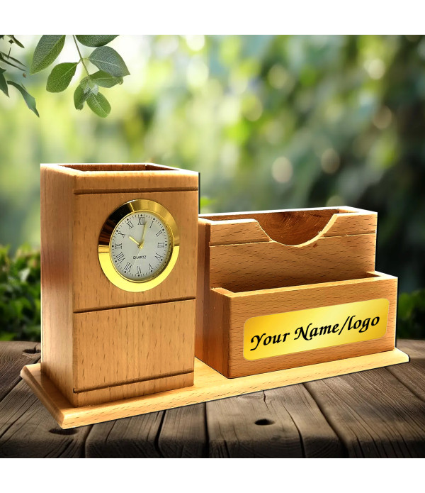 Custom Pen Stand with Clock- Personalize...