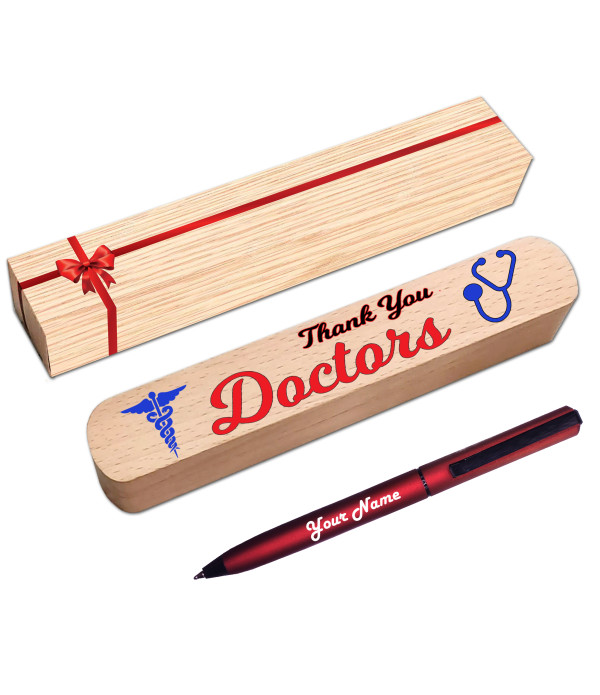 KlowAge Saint Ball Pen with Thank you Gift Box and Bag| Doctors Day Best Gift | Premium Pen | Name on Pen