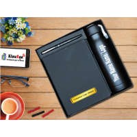 A KlowAge Customised Gift set of Pen With Steel Water Bottle And Diary for Men & Women | 3 in 1 Corporate Persnolised Gift Set | Customized Notebook/Diaries/Journals | Gift Combo