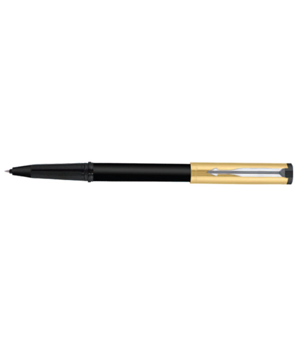 Parker Beta Premium Gold Roller Pen with Stainless Steel Trim and Gift Bag