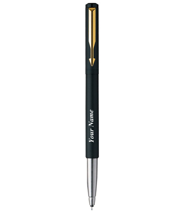 Parker Personalized  Vector Matte Black Gold Trim Roller Pen Name on Pen with Gift Bag Customized For Men and Women | Teachers | Weddings | Corporate | Employee Gifting