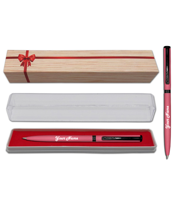 A Engraved Your Name on Pen Personalized Pen Saint Pinky Ball Pen with Gift Bag Customized For Men and Women | Lover | Weddings | Corporate | Employee Gifting | valentine day