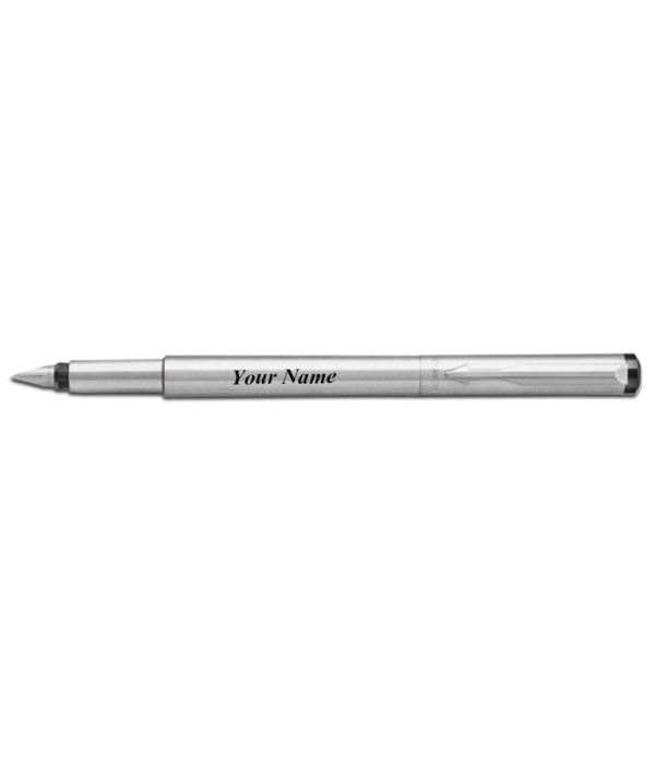 Parker Personalized VECTOR STAINLESS STEEL FOUNTAIN PEN WITH STAINLESS STEEL TRIM Name on Pen with Gift Bag Customized For Men and Women | Teachers | Weddings | Corporate | Employee Gifting