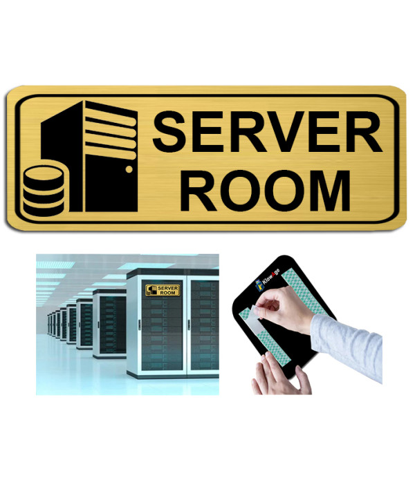 KlowAge Server Room Self-Adhesive Silver Black High Grade Acrylic Sign Board for Business Shop Stores Cafes Shops Hospital School Office Hotel Restaurant Company Malls Bank Home