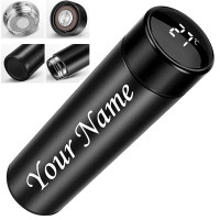 Customized name on Water Bottle with Temperature Display Keep Hot Or Cold (Matte Black, 18 oz) (500 ml)