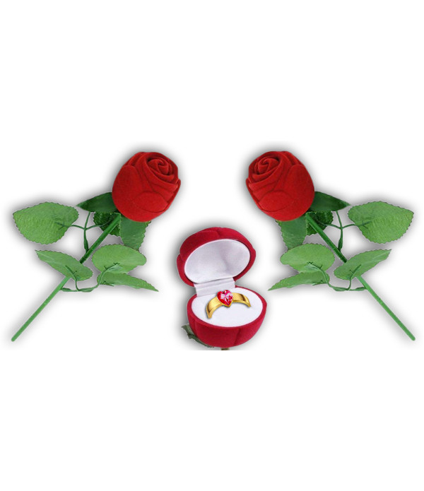 Klowage-Velvet Red Rose Jewellery Ring Box without Ring (Pack of 2)