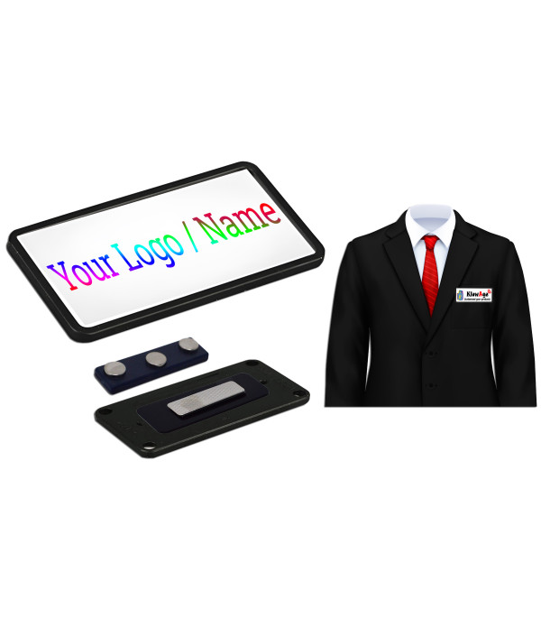 Company Logo / Name Colour Magnetic Tag Badges – Personalized Identification | Name Plate for Suits,Shirt T-Shirt use in Business, School,office, hotel,restaurant (W 3.1 Inch x H 1.5 Inches)