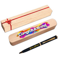 KlowAge Saint Matte Black Diamond Cap Ball Pen with Congratulations Gift Box and Bag .Excellent Gift | Corporate Best Gift | Premium Pen | Employee Gifting| Name on Pen