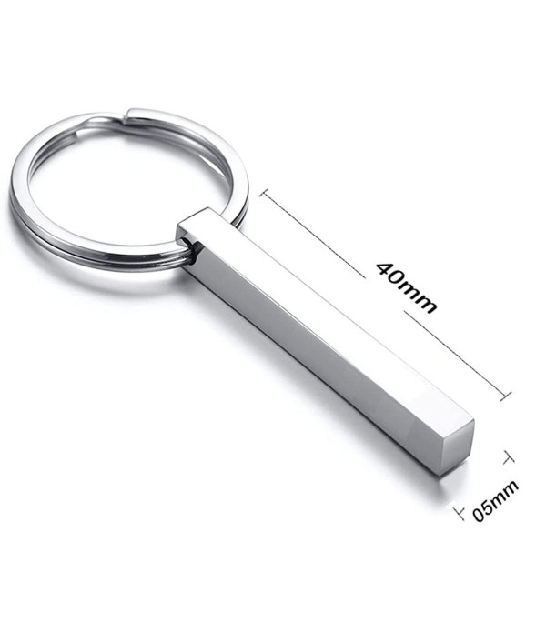 Personalised Metal Silver Bar Keychain Engraved Customized name on Keychain