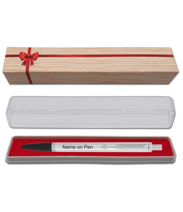 Parker Personalized Latitude Shiny Chrome Ball Pen With Name on Pen with Gift Bag Customized For Men and Women | Teachers | Weddings | Corporate | Employee Gifting