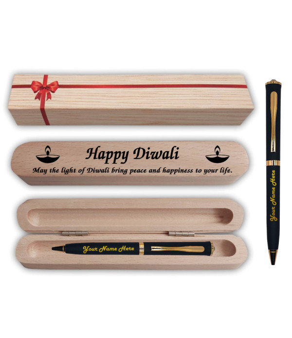 A Klowage Saint DM Ball Pen with Engraved Your Name on Pen and Happy Diwali Engraved Gift Box | Gift for Diwali | Premium Pen | Customised Pen | Personalized Pen