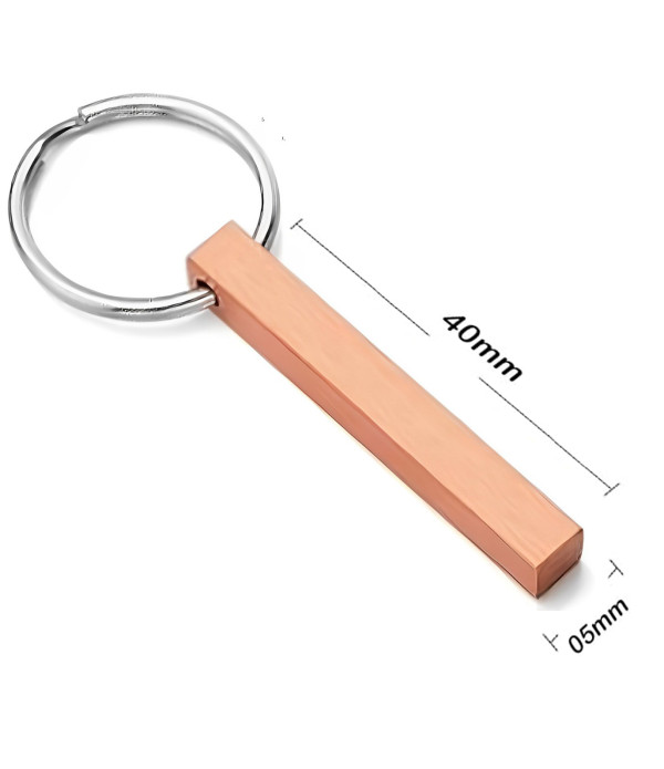 Personalised Metal Rose Gold Bar Keychain Engraved Customized name on Keychain