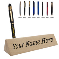 KlowAge Combo Customized Wooden Desk Name Plate with Pen & Pen Box for Gift, Office Table Accessories pen and Desk