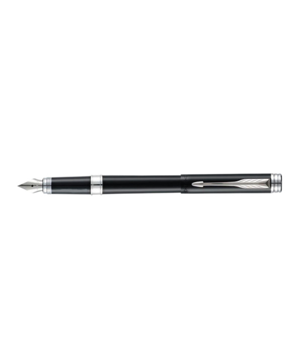 PARKER FOLIO STANDARD (Black) BALL PEN WITH STAINLESS STEEL TRIM & Gift Bag