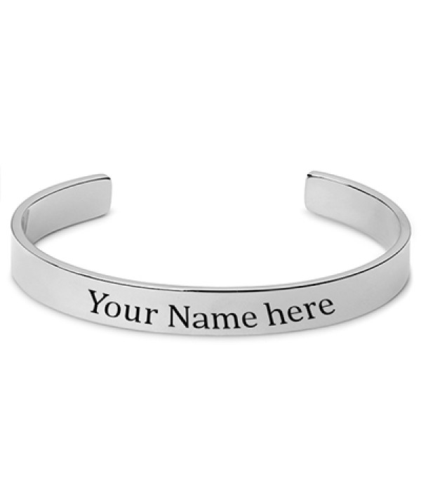 KlowAge Personalized Stainless Steel unisex Silver Bracelets Kada with Customised Engraved Your Name on Kada Bracelets with Gift bag